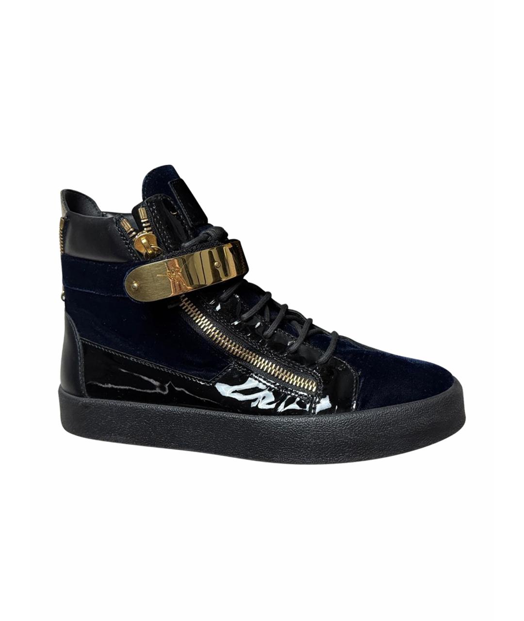 GIUSEPPE ZANOTTI DESIGN Черные высокие кроссовки / кеды из лакированной кожи, фото 1