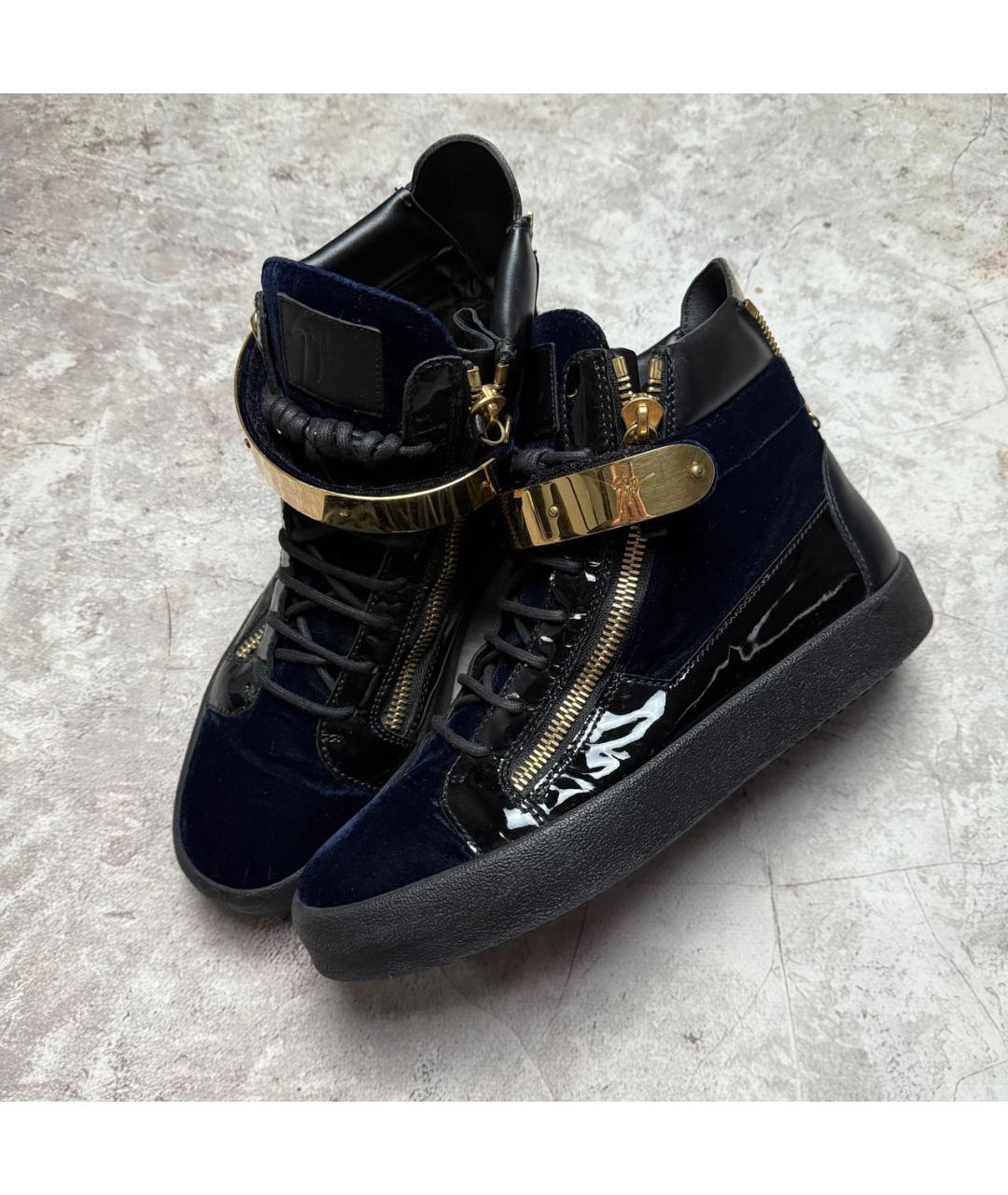 GIUSEPPE ZANOTTI DESIGN Черные высокие кроссовки / кеды из лакированной кожи, фото 8