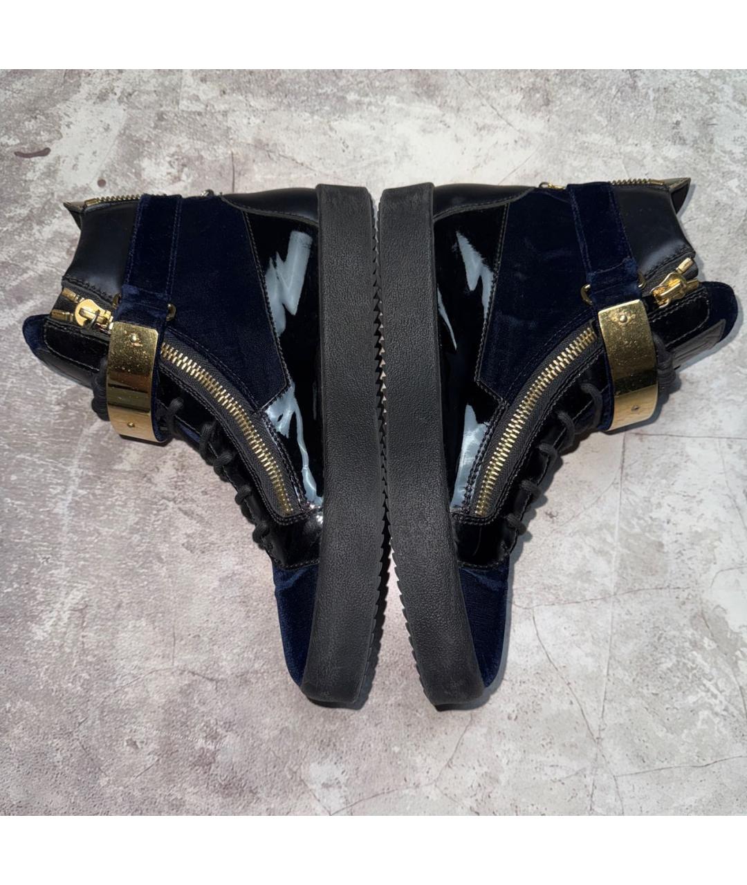 GIUSEPPE ZANOTTI DESIGN Черные высокие кроссовки / кеды из лакированной кожи, фото 3