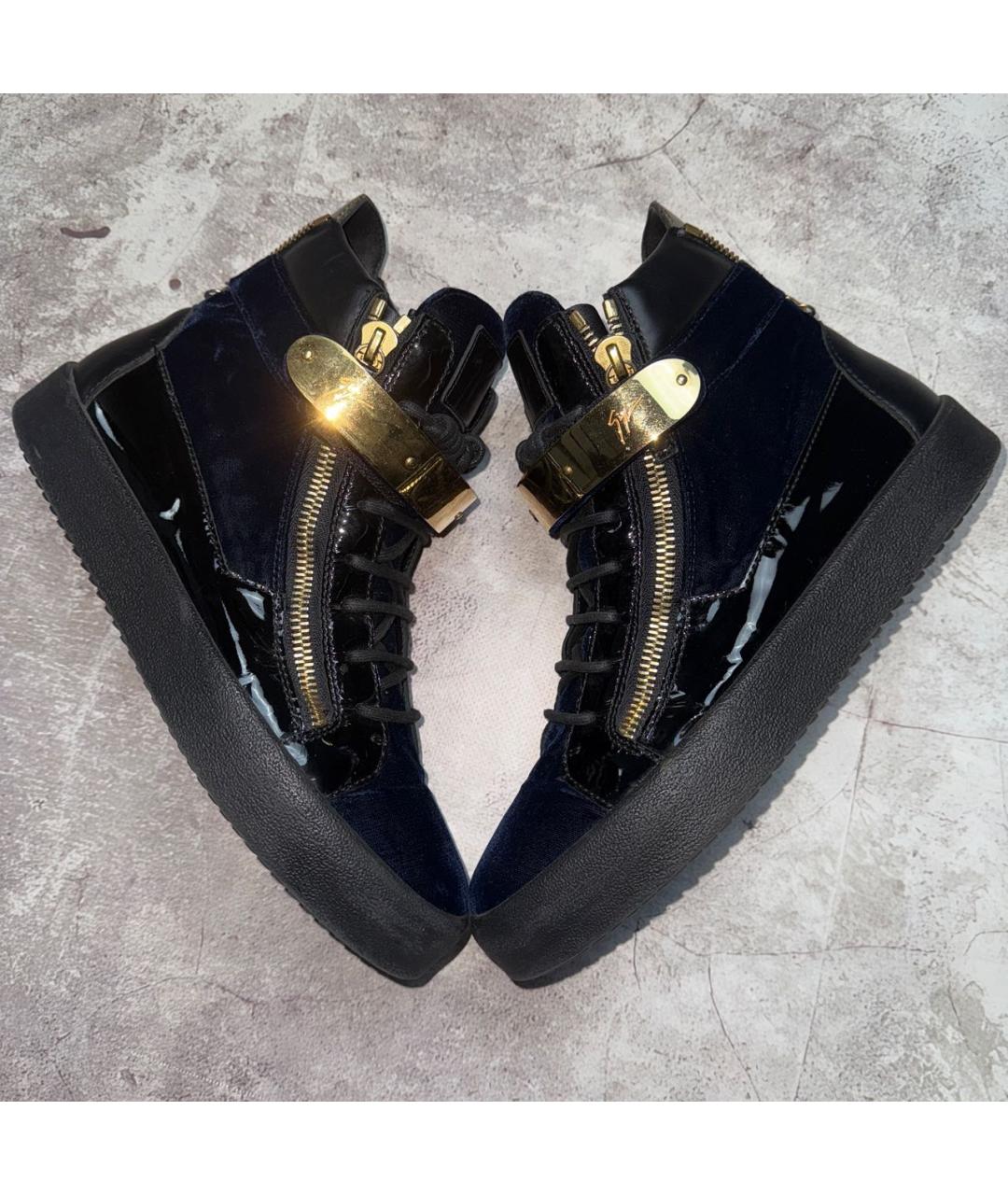 GIUSEPPE ZANOTTI DESIGN Черные высокие кроссовки / кеды из лакированной кожи, фото 4
