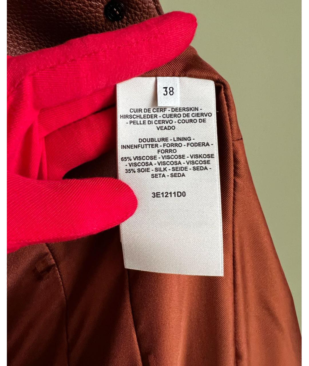 HERMES Коричневая кожаная куртка, фото 8