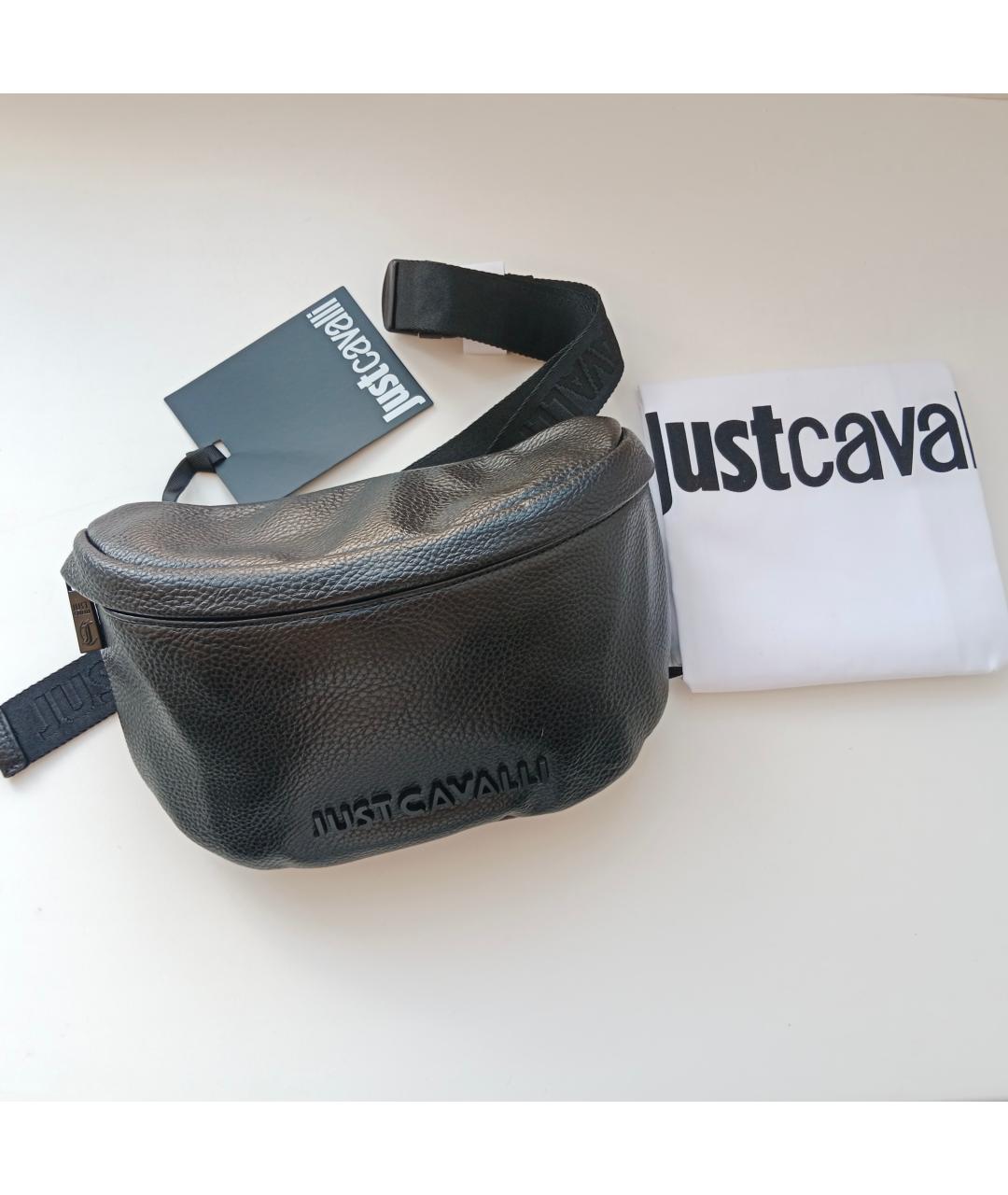 JUST CAVALLI Черная поясная сумка из искусственной кожи, фото 8