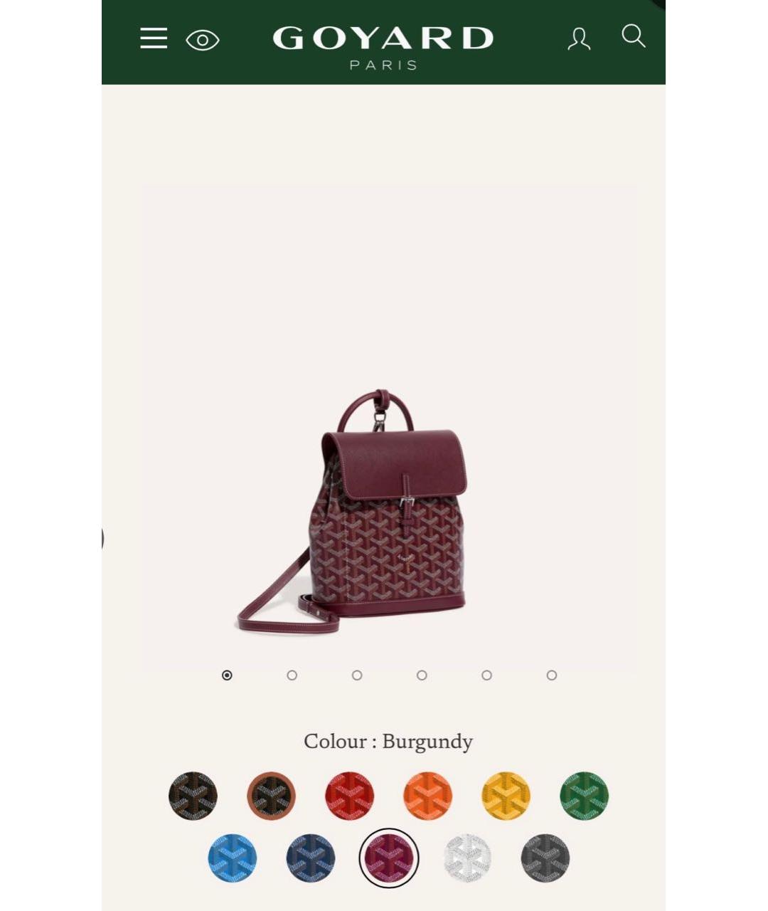 GOYARD Бордовый рюкзак из канвы, фото 3