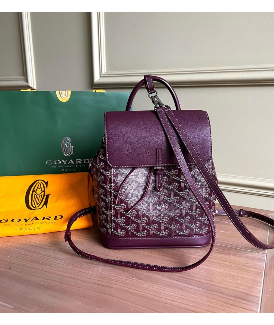 GOYARD Бордовый рюкзак из канвы, фото 9