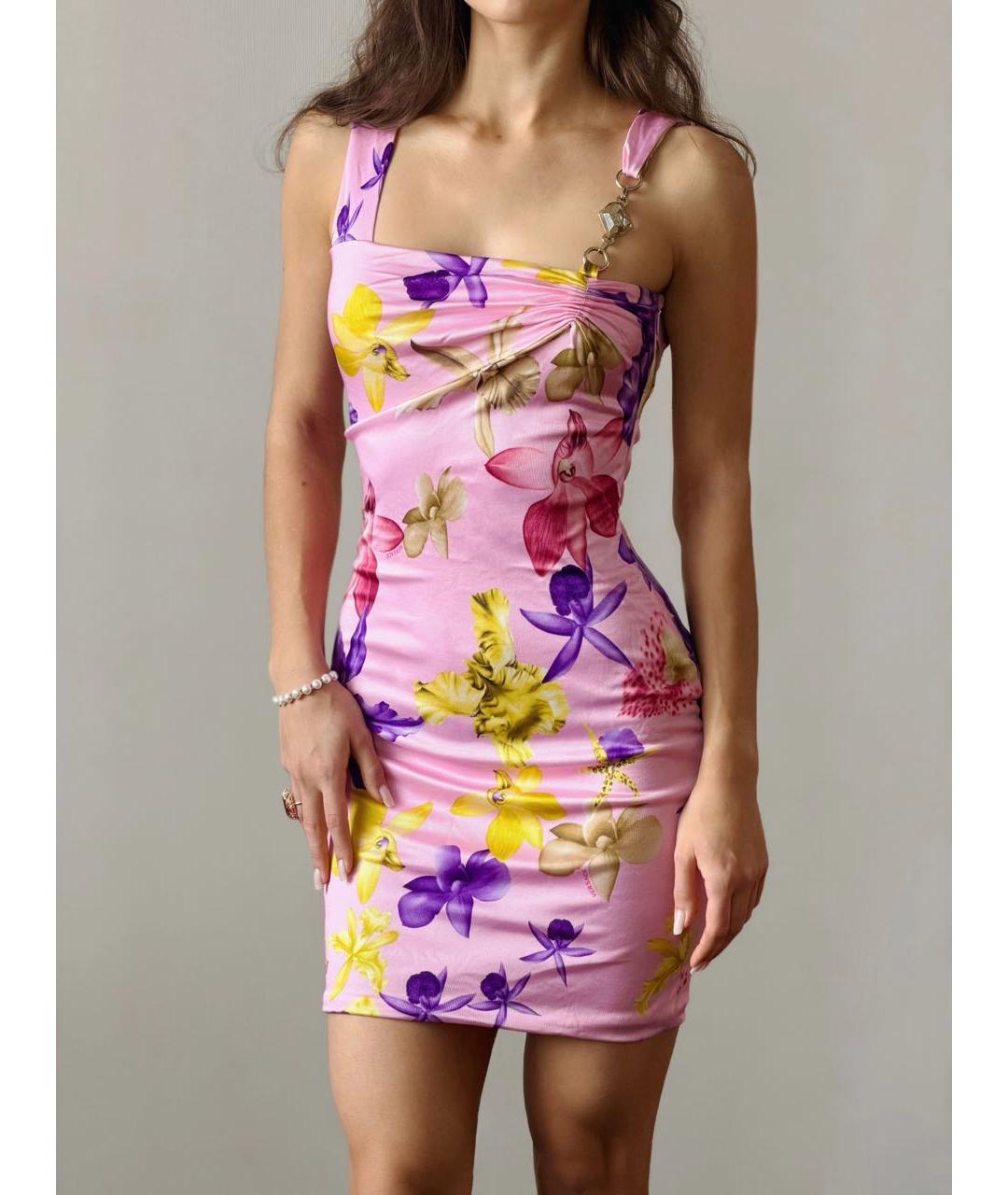 VERSACE Мульти вискозное коктейльное платье, фото 5