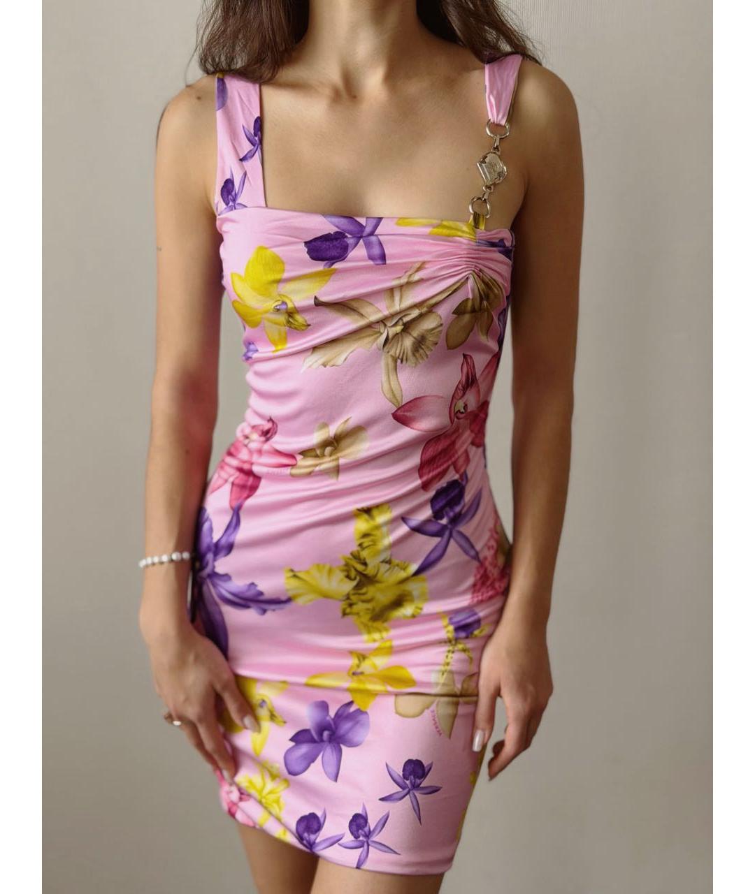 VERSACE Мульти вискозное коктейльное платье, фото 8