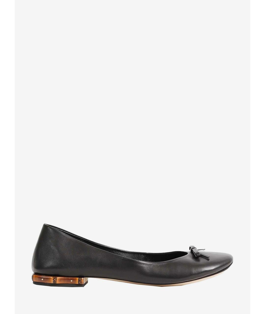 GUCCI Черные кожаные балетки, фото 5