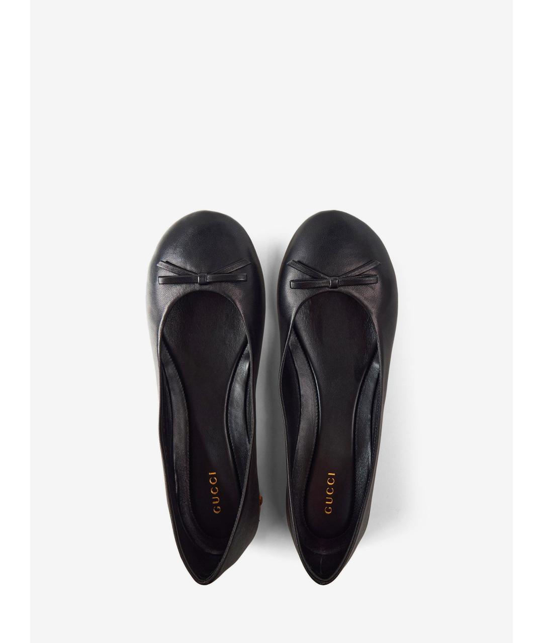 GUCCI Черные кожаные балетки, фото 2