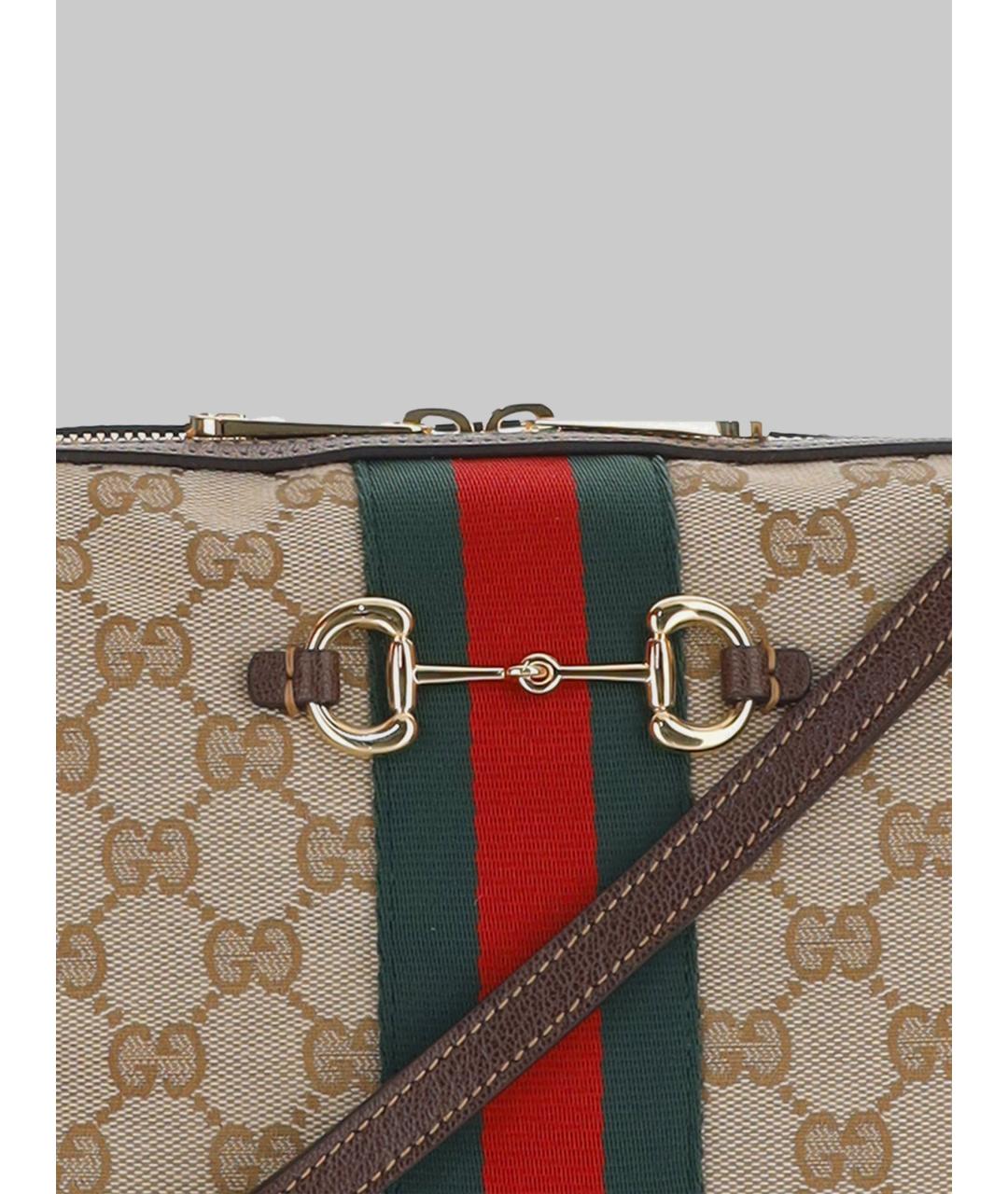 GUCCI Бежевая сумка через плечо из канвы, фото 4