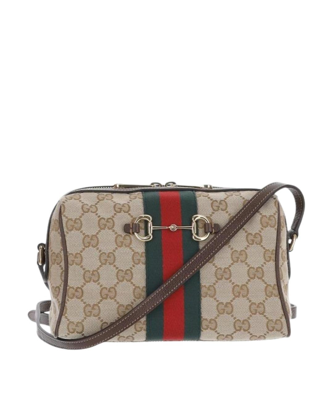 GUCCI Бежевая сумка через плечо из канвы, фото 1