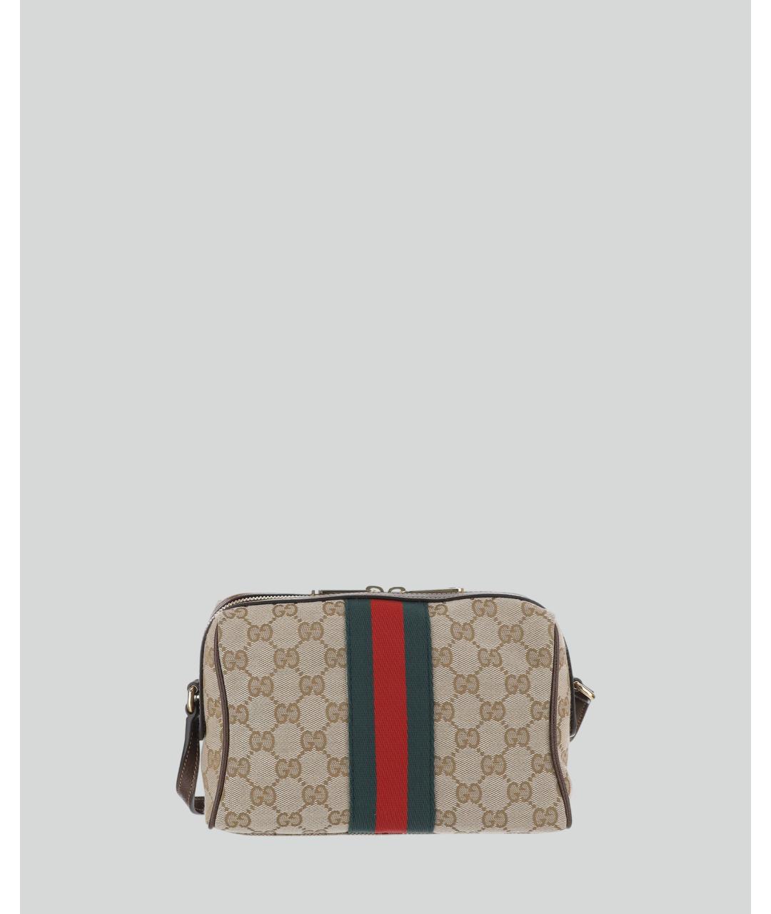 GUCCI Бежевая сумка через плечо из канвы, фото 3
