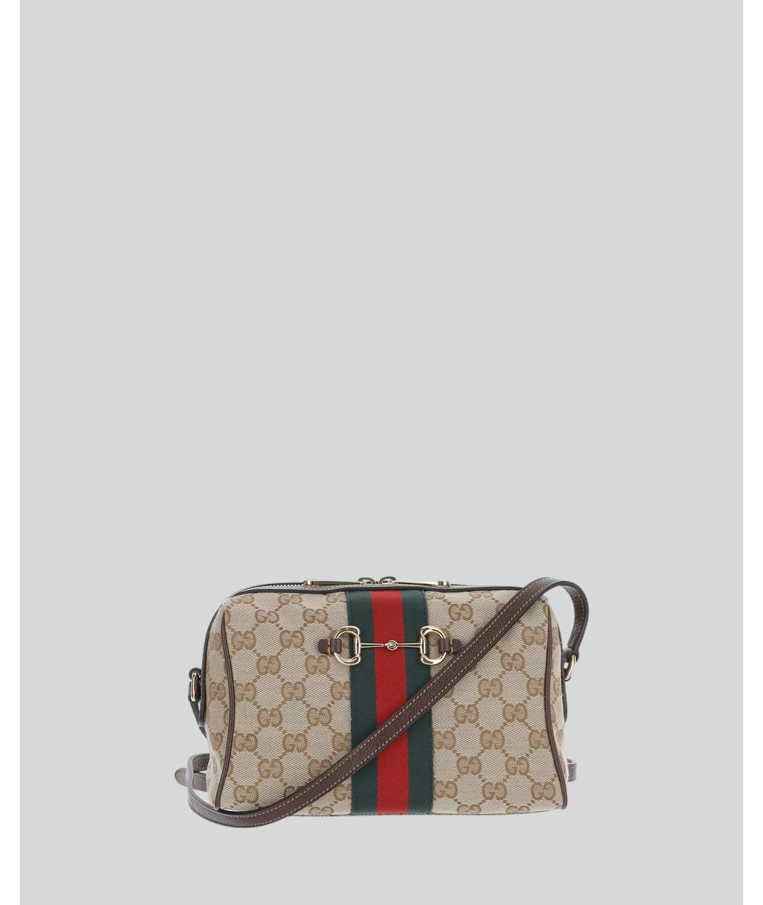 GUCCI Бежевая сумка через плечо из канвы, фото 5