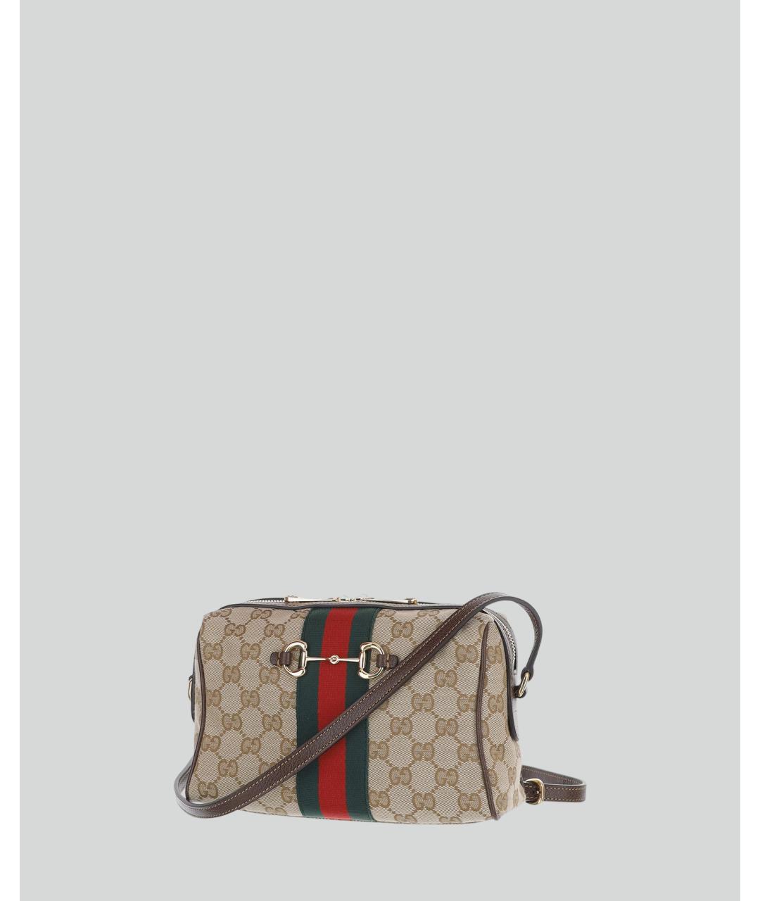 GUCCI Бежевая сумка через плечо из канвы, фото 2