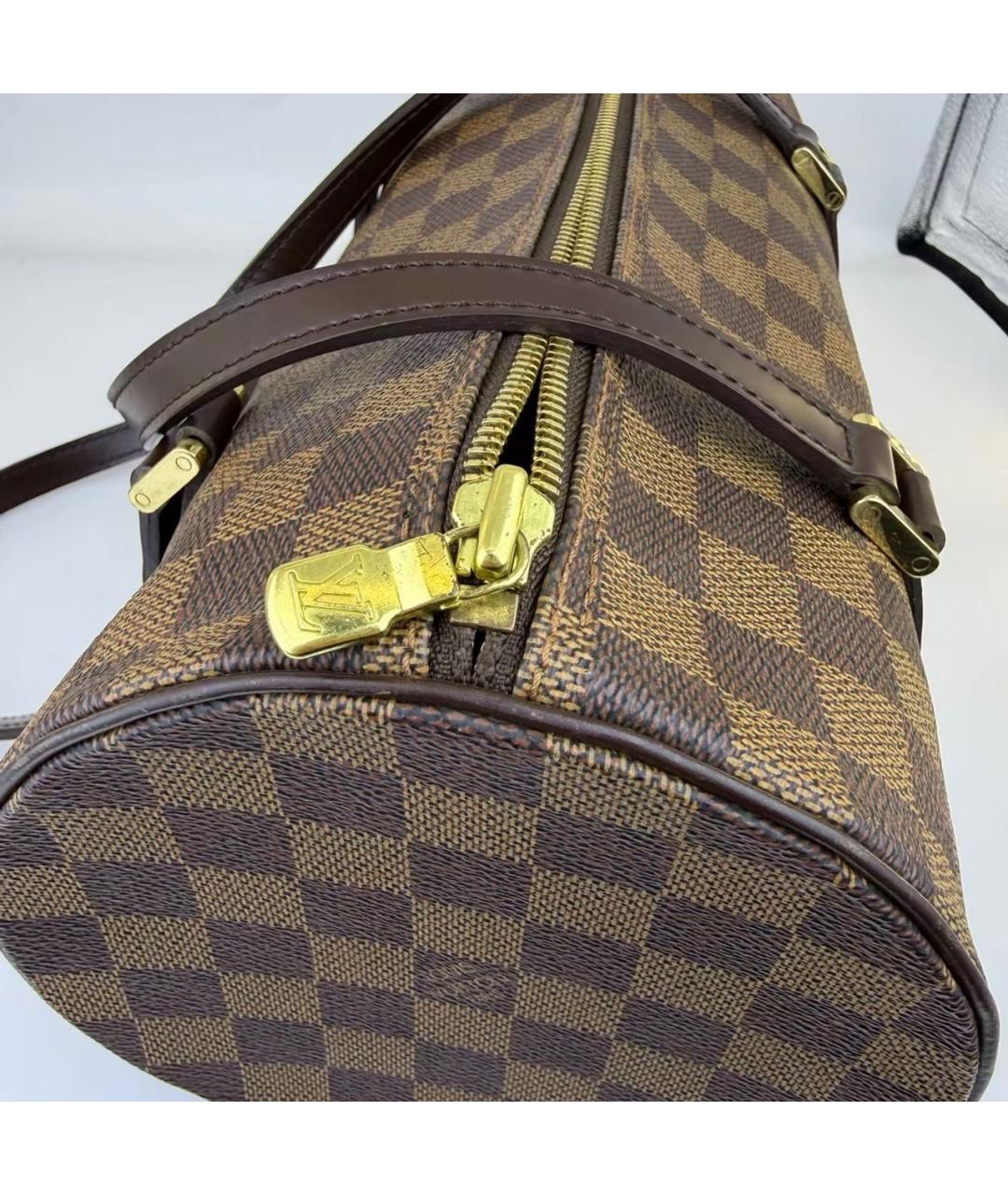 LOUIS VUITTON Коричневая кожаная сумка с короткими ручками, фото 6