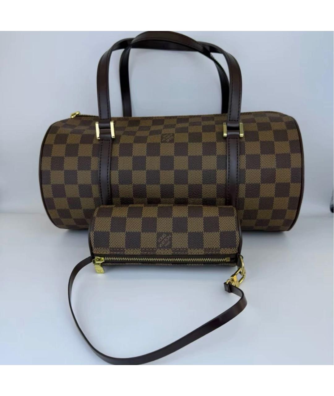 LOUIS VUITTON Коричневая кожаная сумка с короткими ручками, фото 9