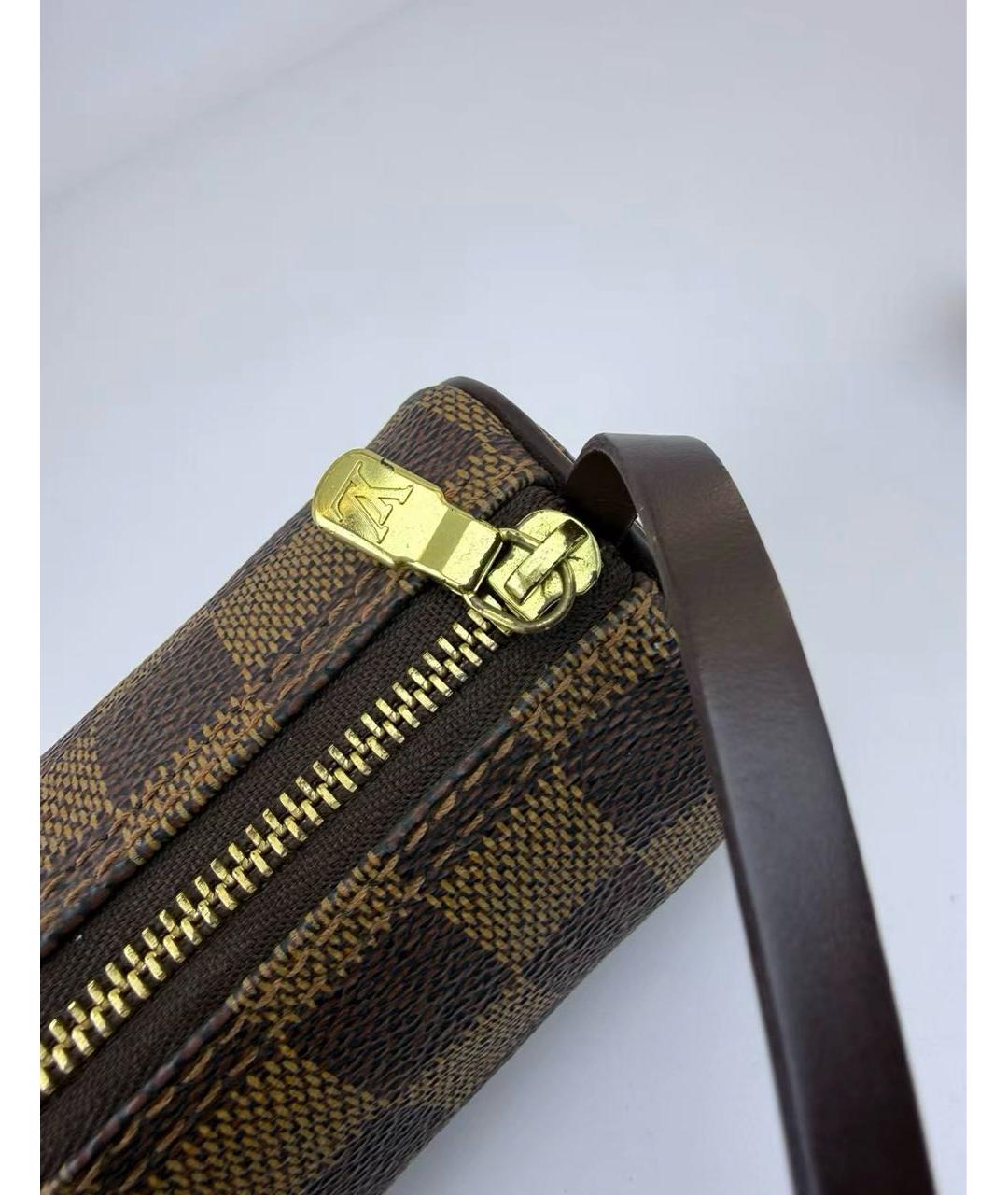 LOUIS VUITTON Коричневая кожаная сумка с короткими ручками, фото 8