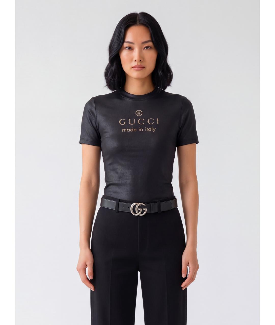 GUCCI Черная хлопковая футболка, фото 4