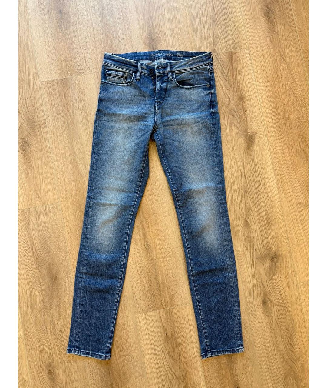 CALVIN KLEIN Синие хлопко-эластановые джинсы слим, фото 7