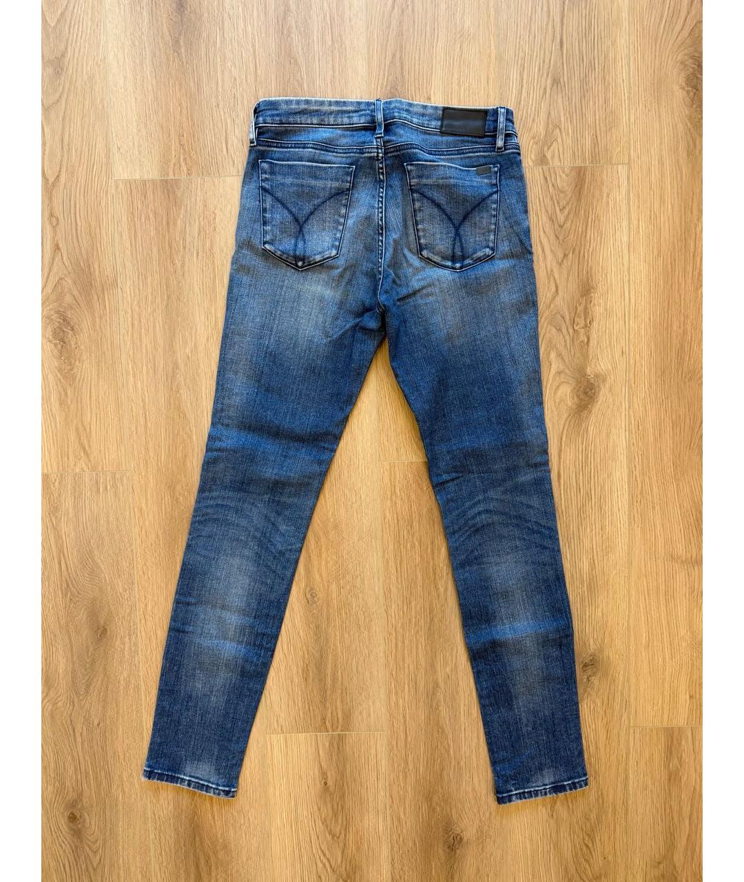 CALVIN KLEIN Синие хлопко-эластановые джинсы слим, фото 2