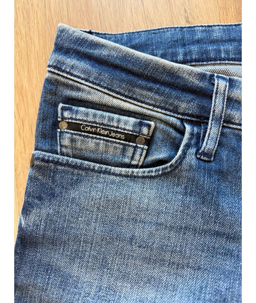 CALVIN KLEIN Синие хлопко-эластановые джинсы слим, фото 4