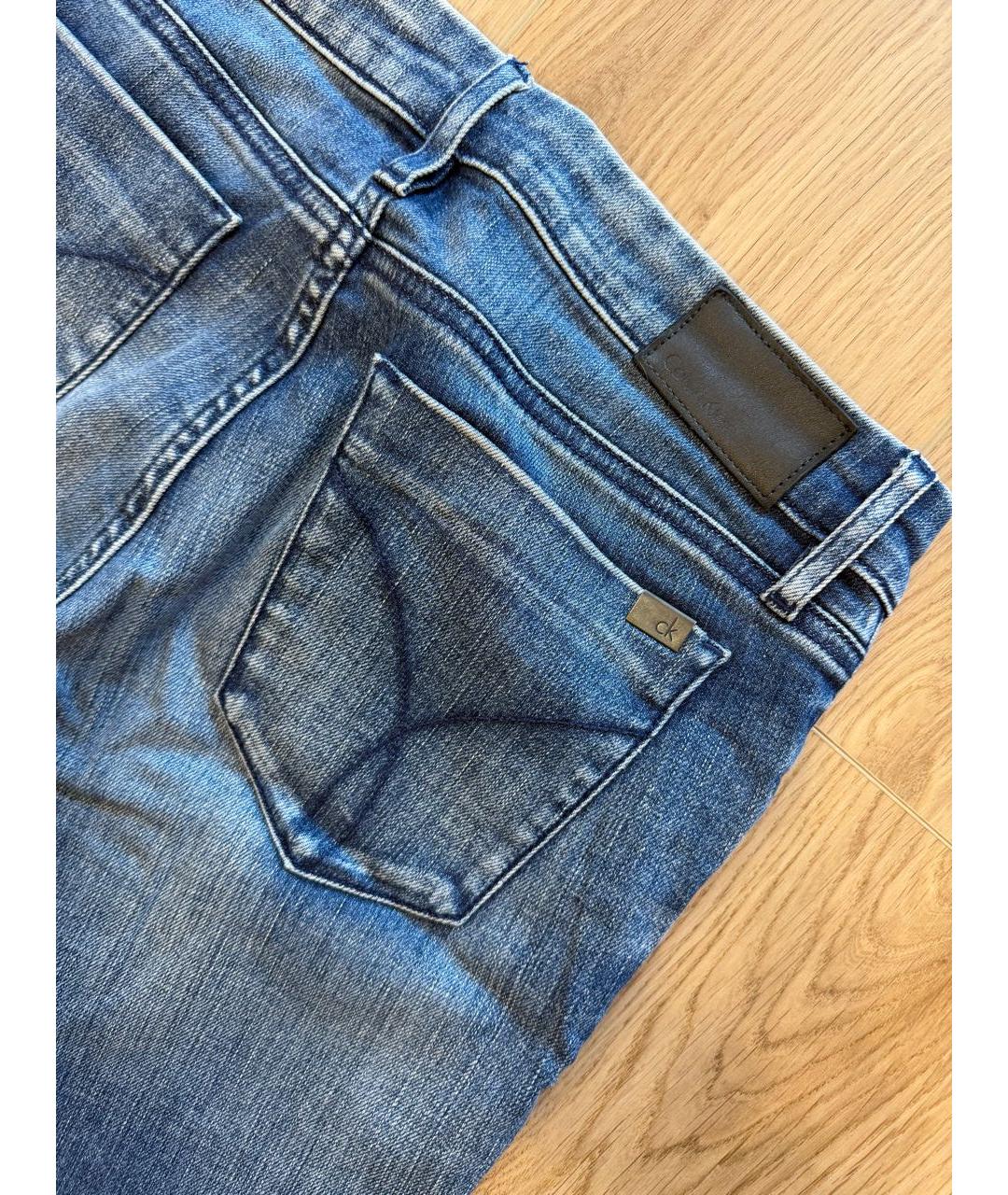 CALVIN KLEIN Синие хлопко-эластановые джинсы слим, фото 6