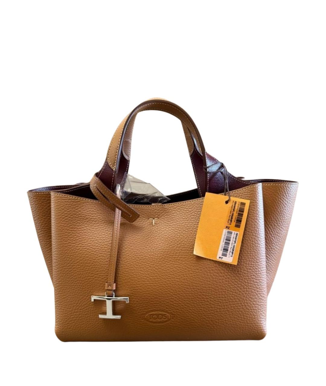 TOD'S Коричневая кожаная сумка с короткими ручками, фото 1