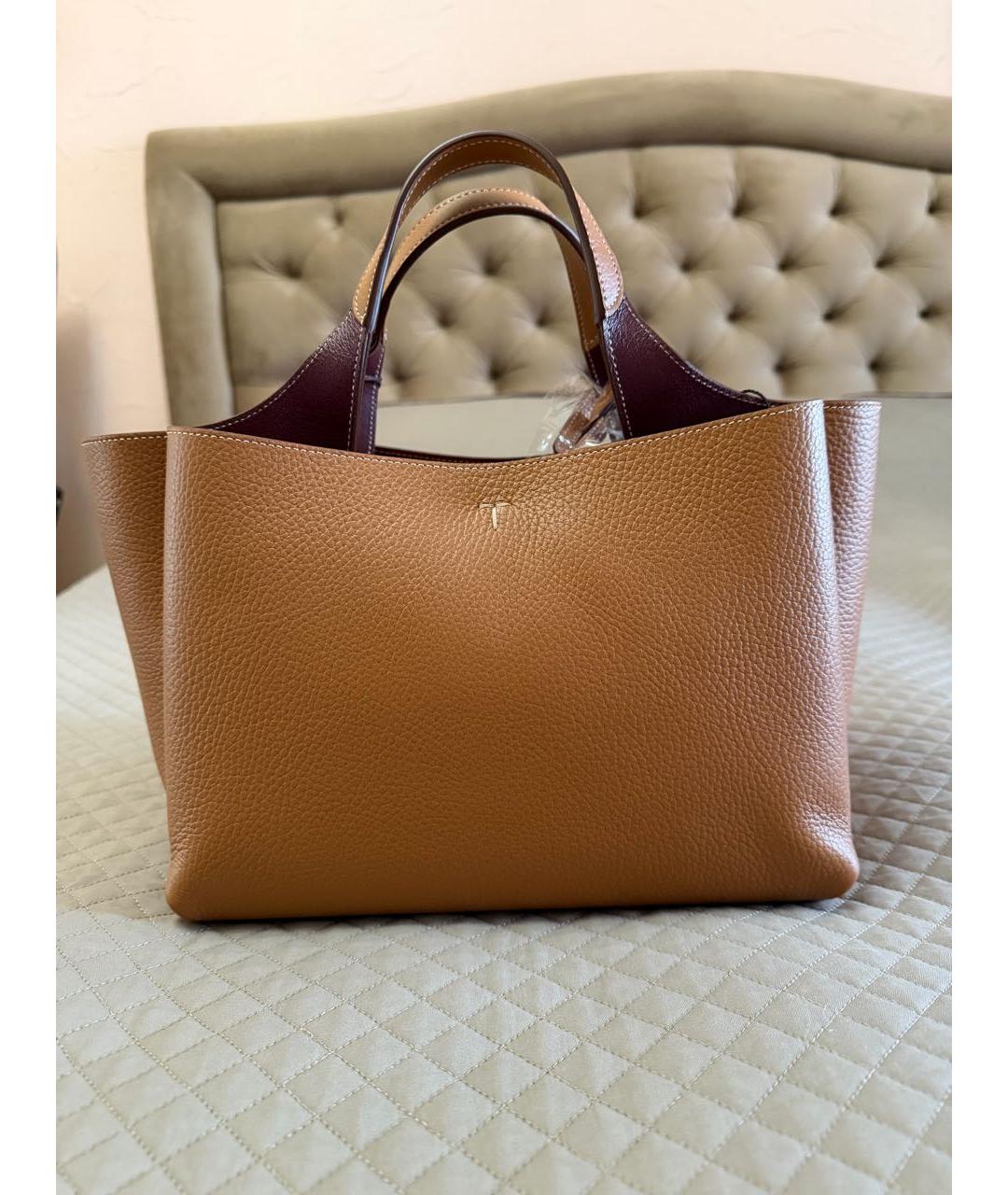 TOD'S Коричневая кожаная сумка с короткими ручками, фото 3