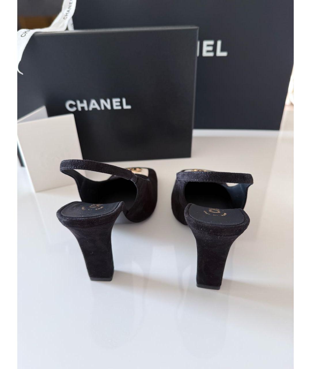 CHANEL Черные замшевые туфли, фото 4
