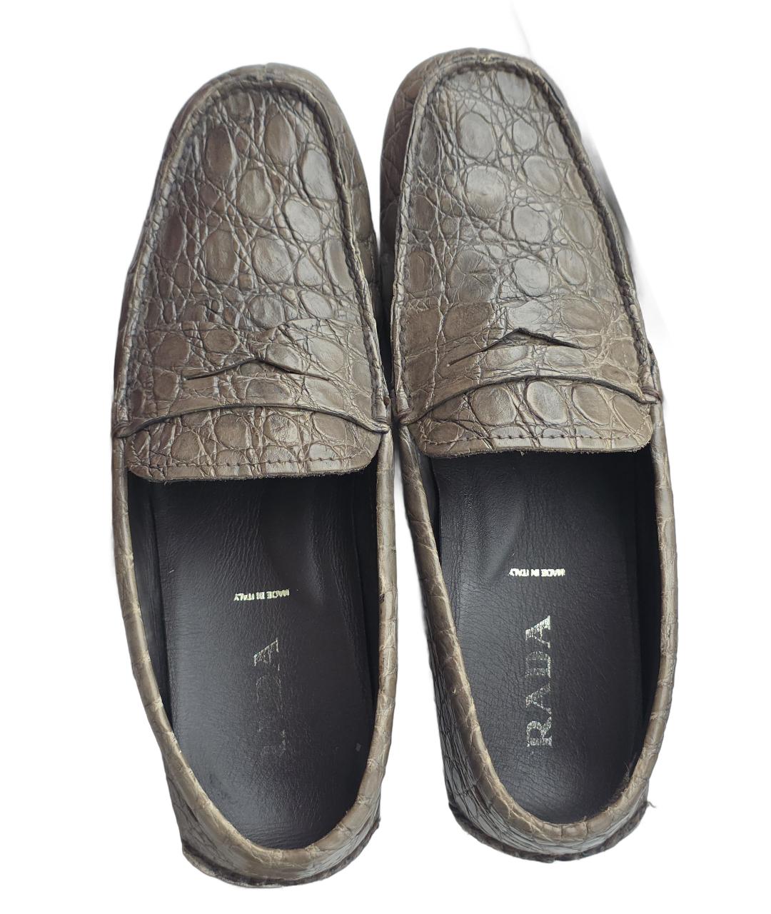 PRADA Коричневые лоферы из кожи крокодила, фото 3