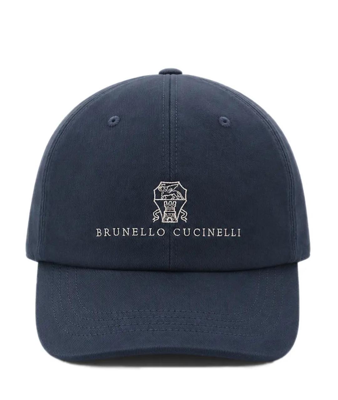 BRUNELLO CUCINELLI Темно-синяя хлопковая кепка/бейсболка, фото 1