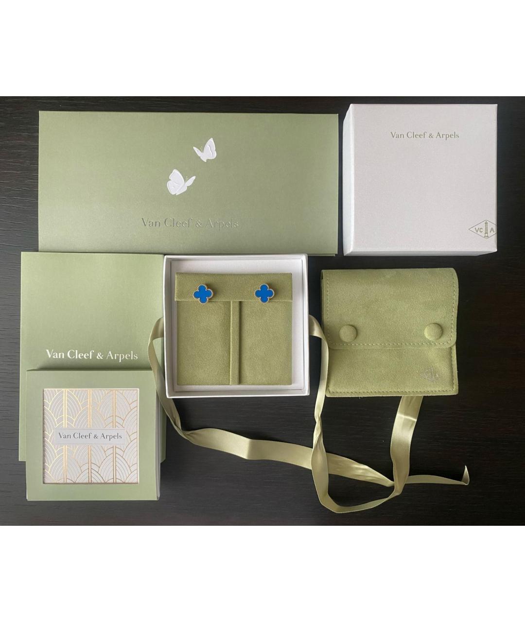 VAN CLEEF & ARPELS Синие серьги из желтого золота, фото 2