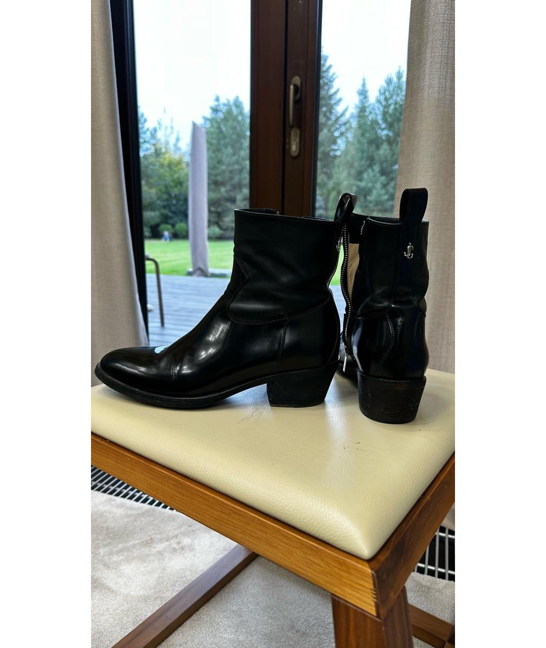 JIMMY CHOO Черные кожаные полусапоги, фото 4