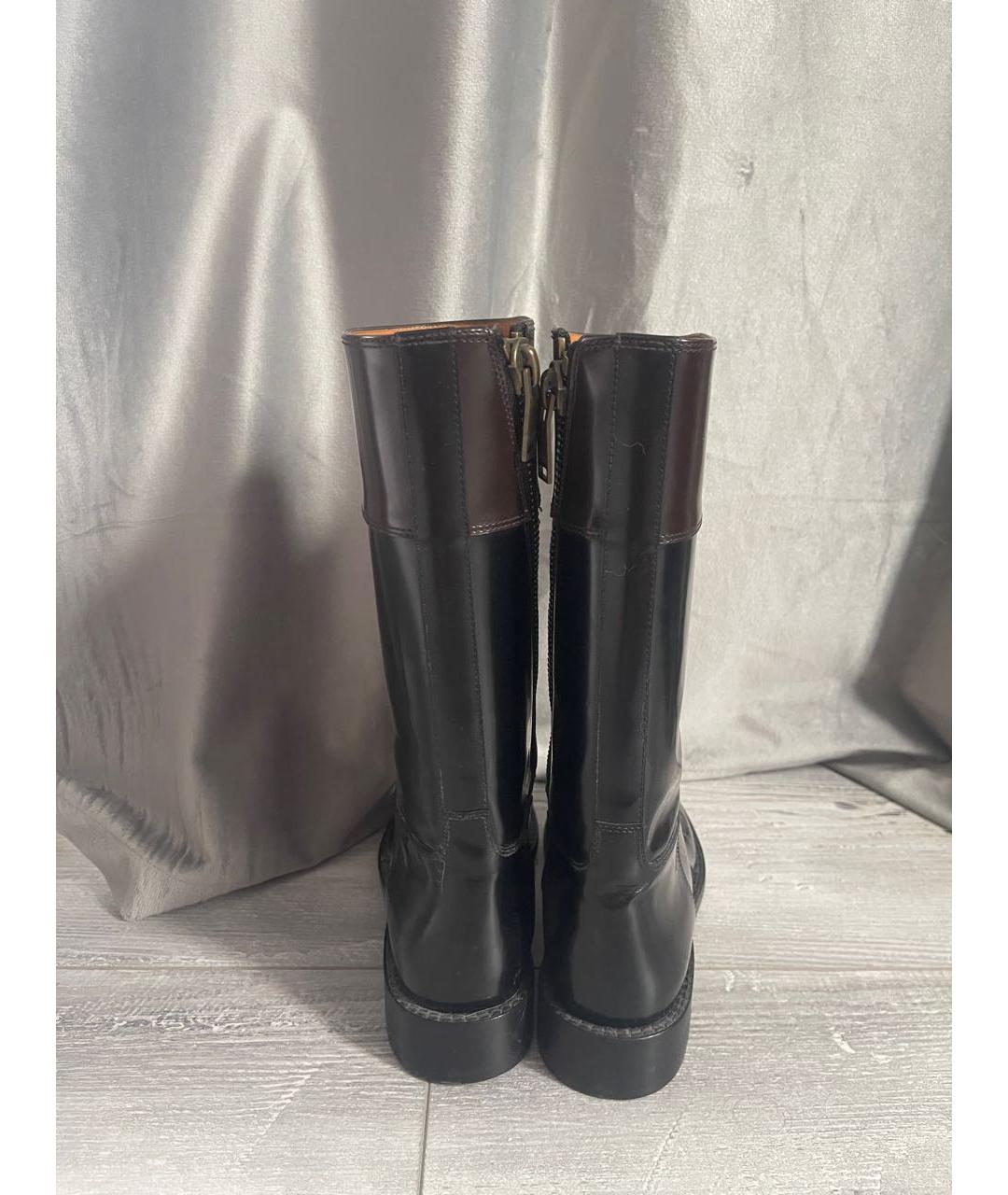 SAINT LAURENT Черные кожаные сапоги, фото 2