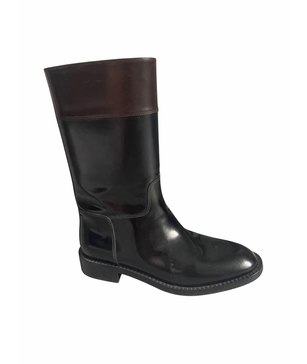 SAINT LAURENT Черные кожаные сапоги, фото 6