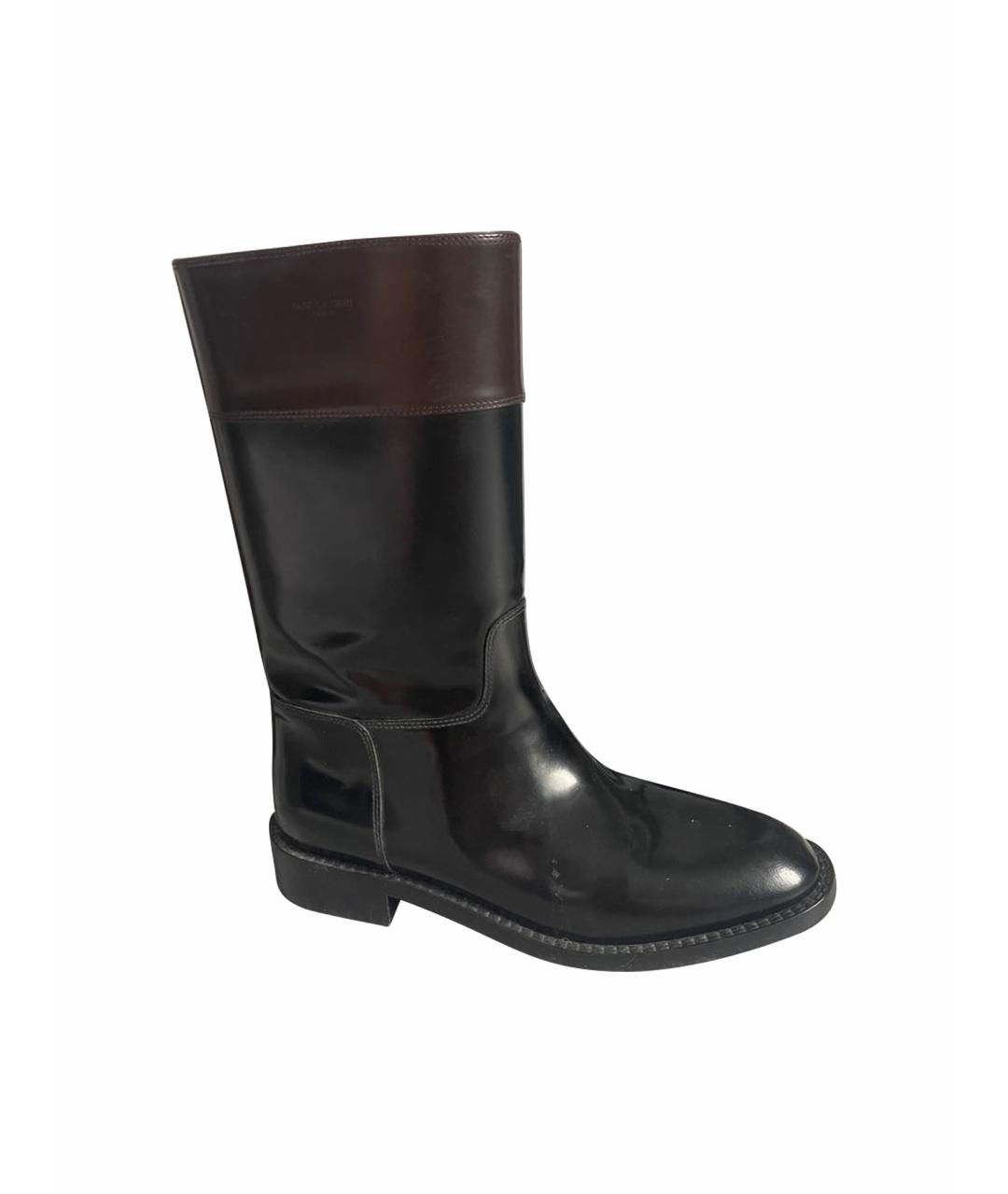 SAINT LAURENT Черные кожаные сапоги, фото 1