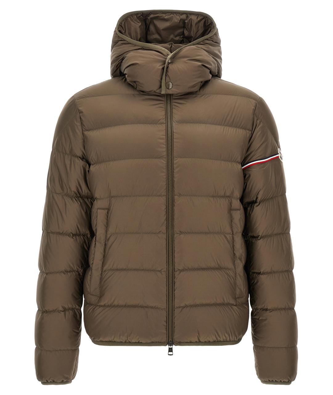 MONCLER Зеленый полиамидовый пуховик, фото 1