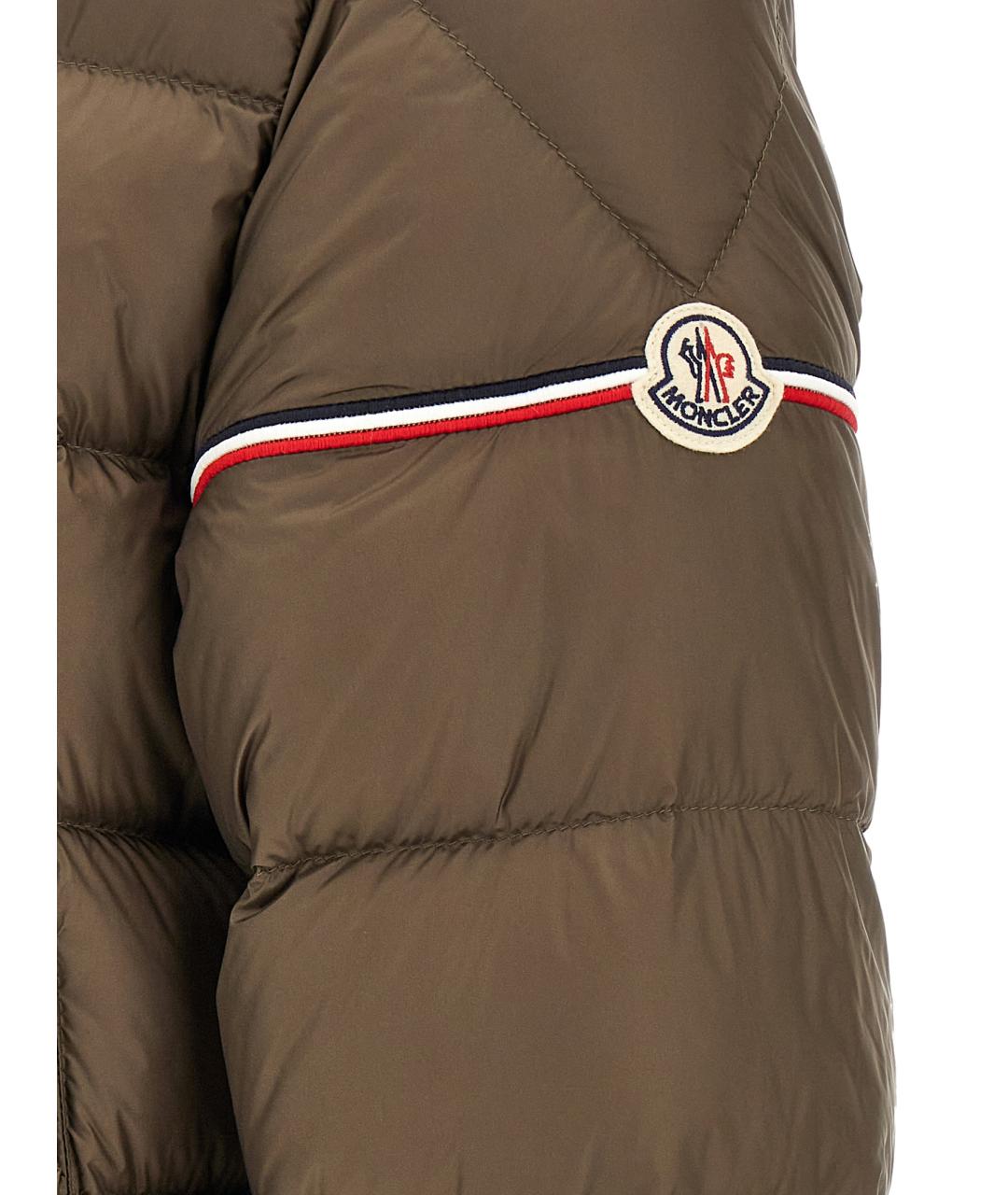 MONCLER Зеленый полиамидовый пуховик, фото 5