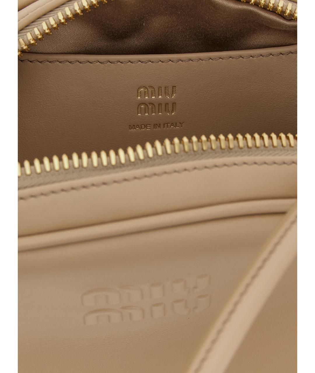 MIU MIU Бежевая кожаная сумка через плечо, фото 4