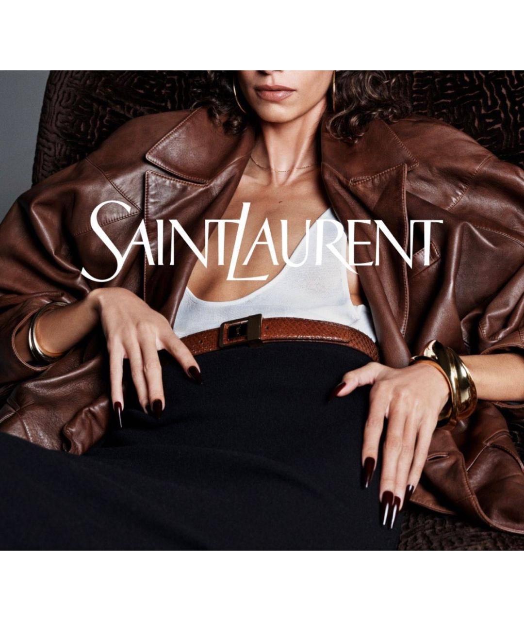 SAINT LAURENT Коричневый кожаный жакет/пиджак, фото 6