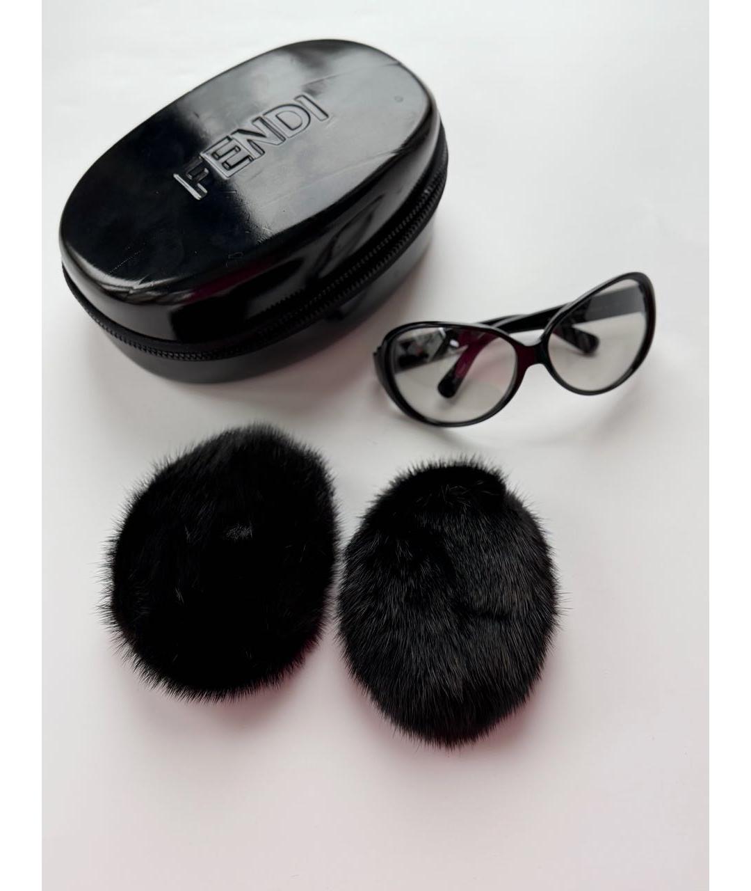 FENDI Черные пластиковые солнцезащитные очки, фото 2