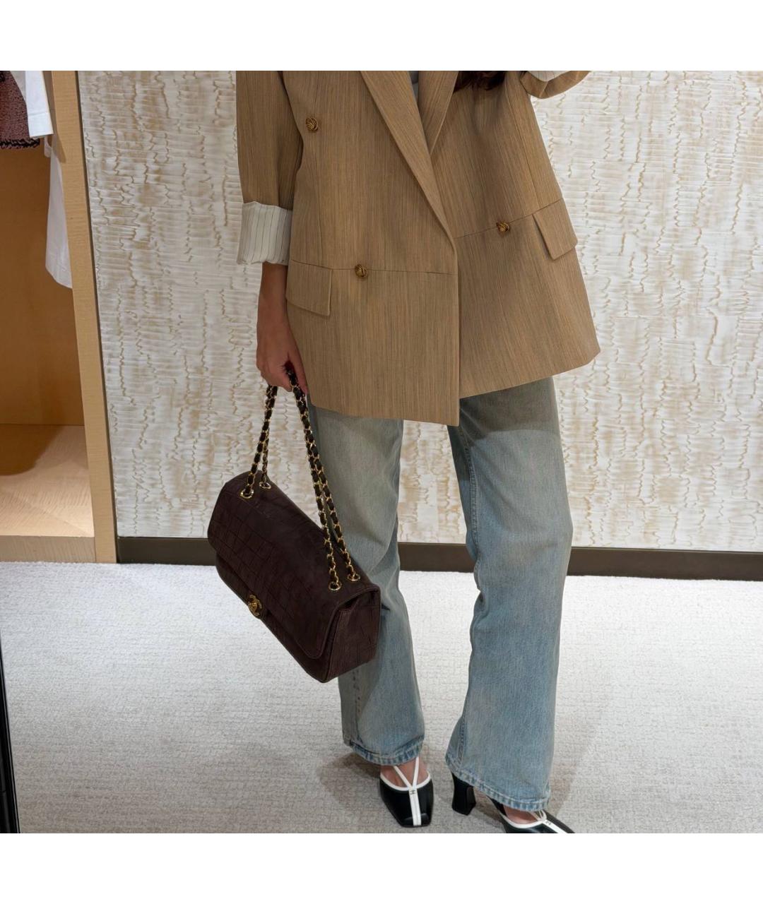 CHANEL Коричневая кожаная сумка через плечо, фото 4