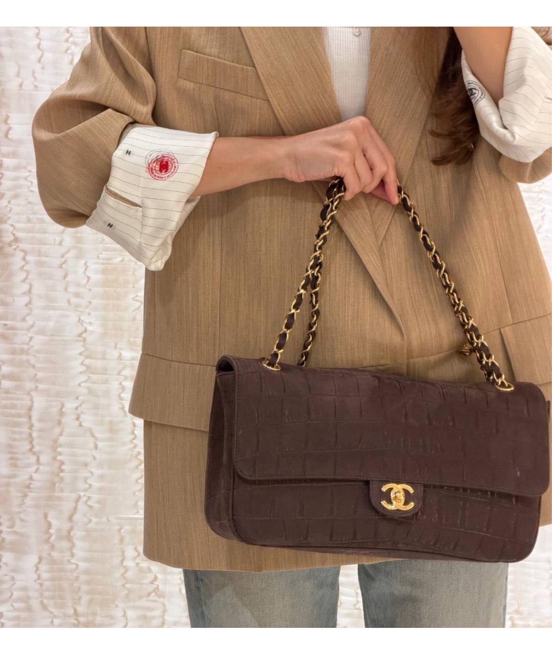 CHANEL Коричневая кожаная сумка через плечо, фото 5