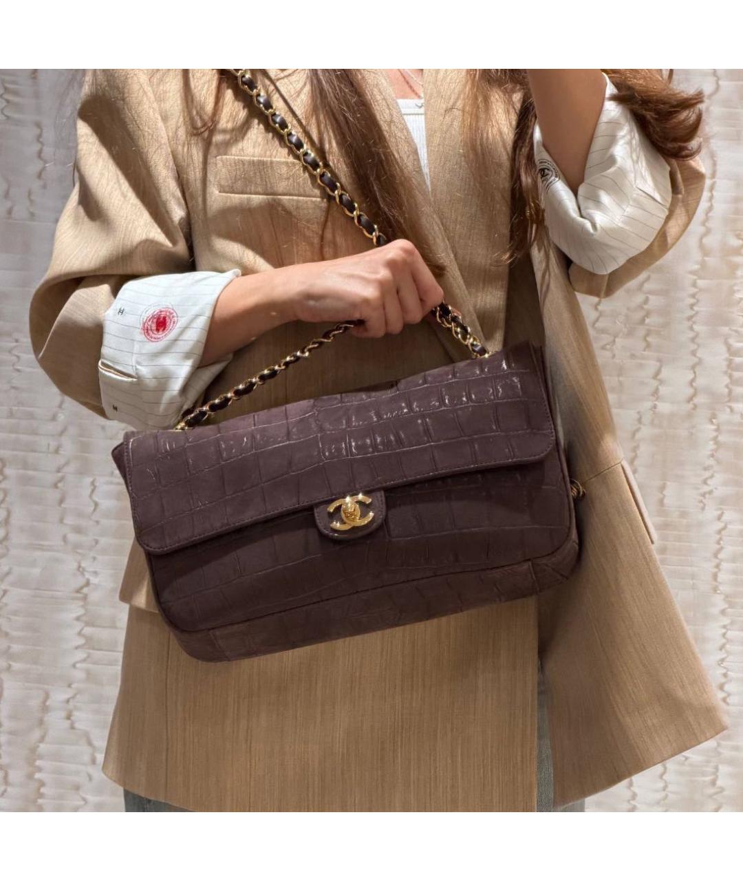 CHANEL Коричневая кожаная сумка через плечо, фото 2
