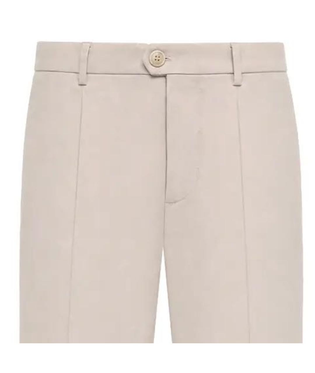 BRUNELLO CUCINELLI Бежевые хлопковые классические брюки, фото 4