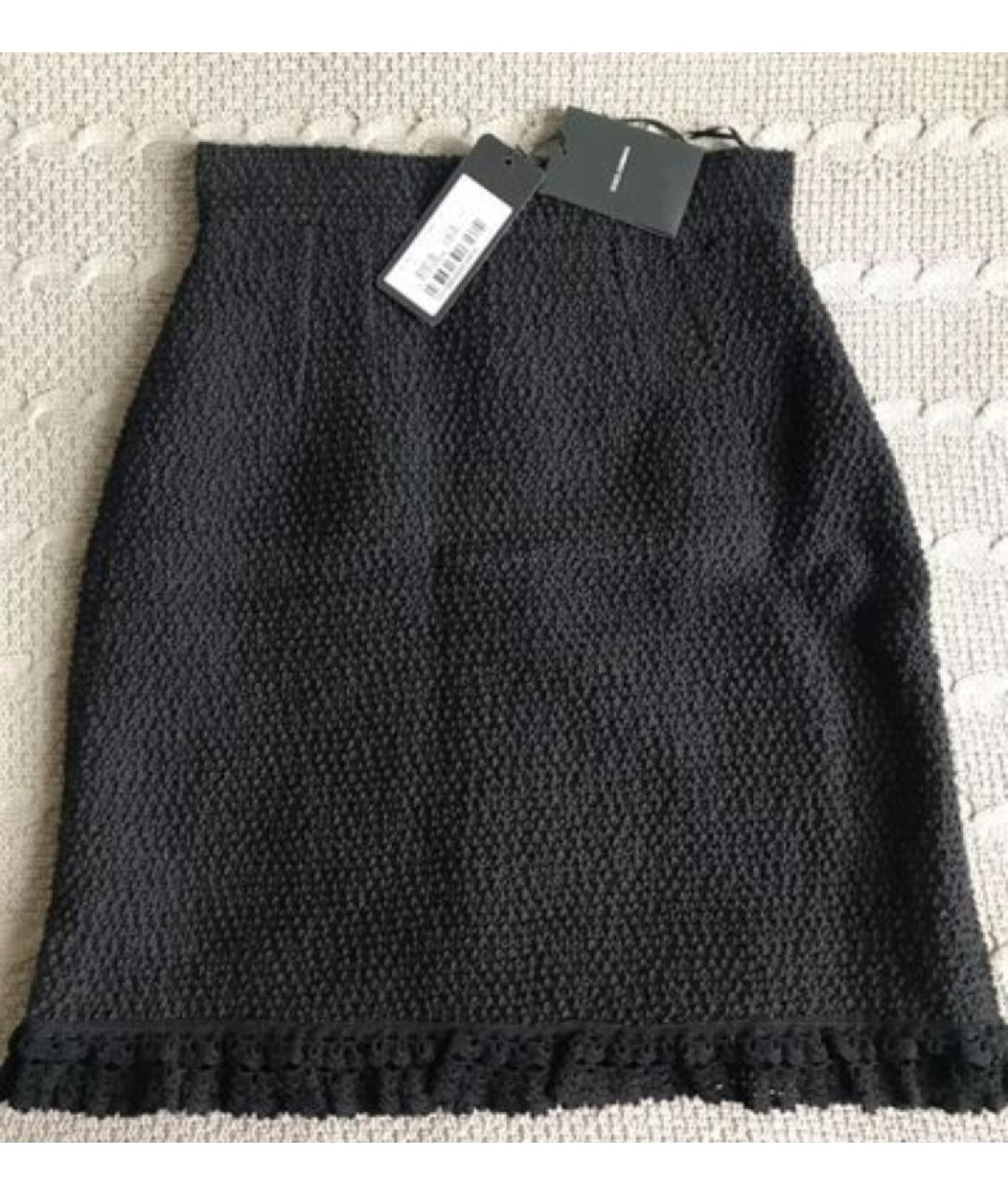 DOLCE&GABBANA Черная шерстяная юбка мини, фото 2
