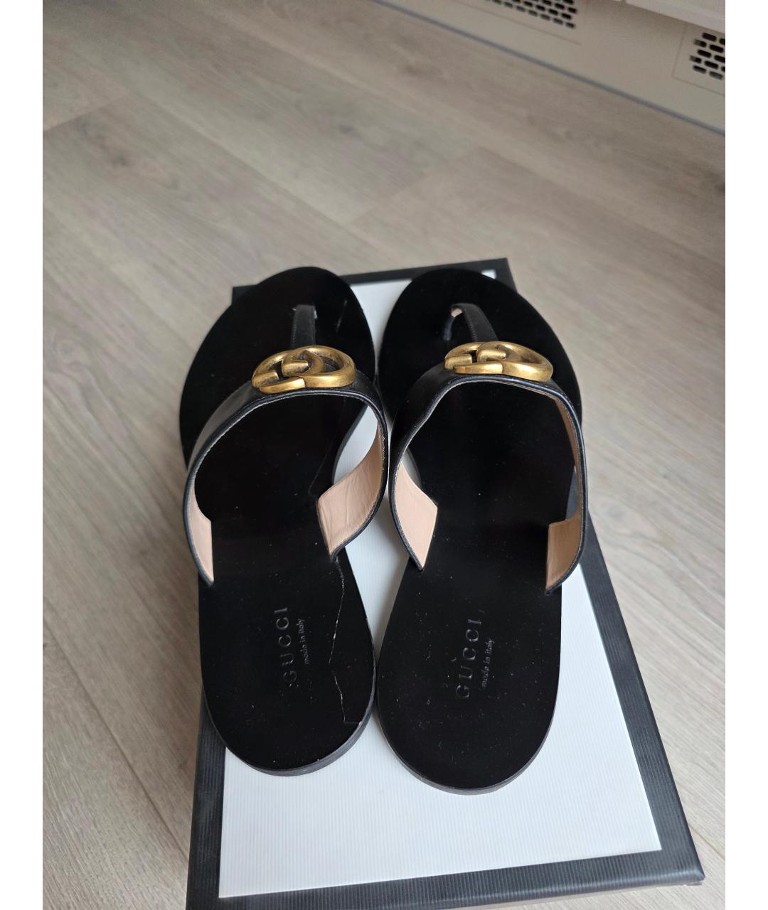 GUCCI Черные кожаные сандалии, фото 4