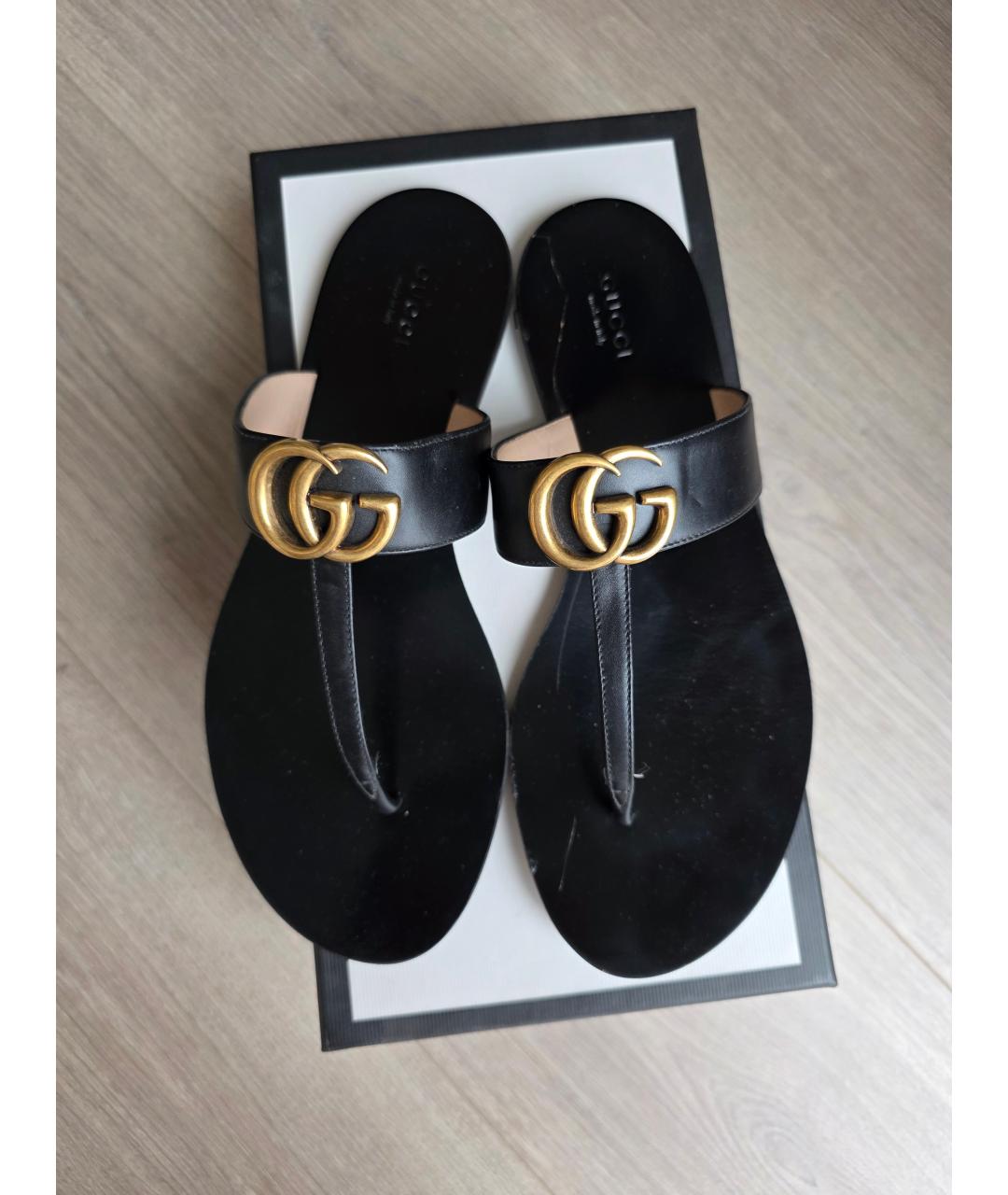 GUCCI Черные кожаные сандалии, фото 3