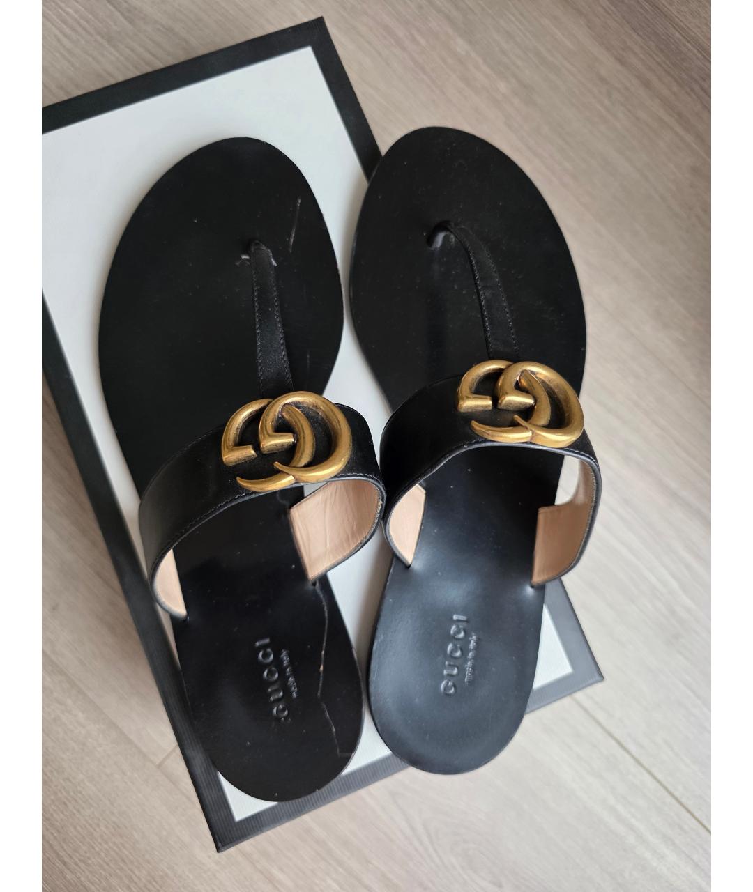 GUCCI Черные кожаные сандалии, фото 7