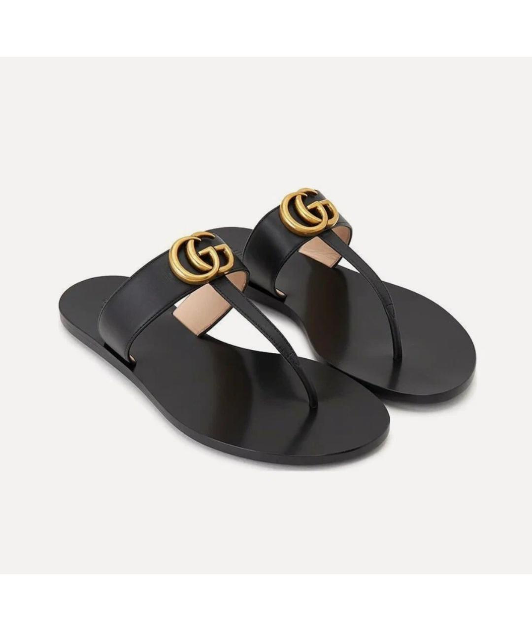 GUCCI Черные кожаные сандалии, фото 2