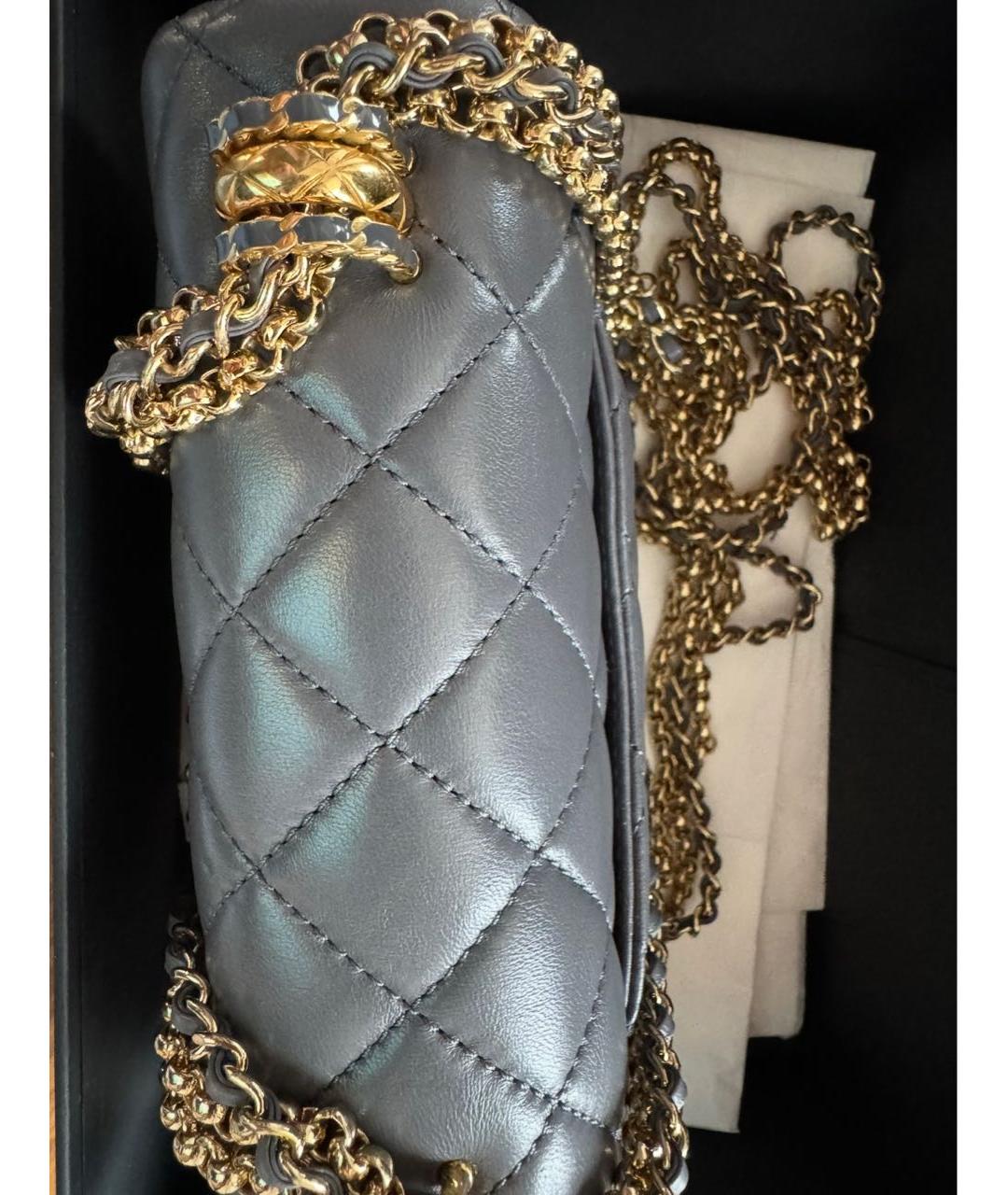 CHANEL Серая кожаная сумка через плечо, фото 4
